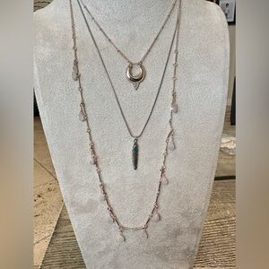 Three layered FREEDOM at TOPSHOP necklace rose gold and silver tone